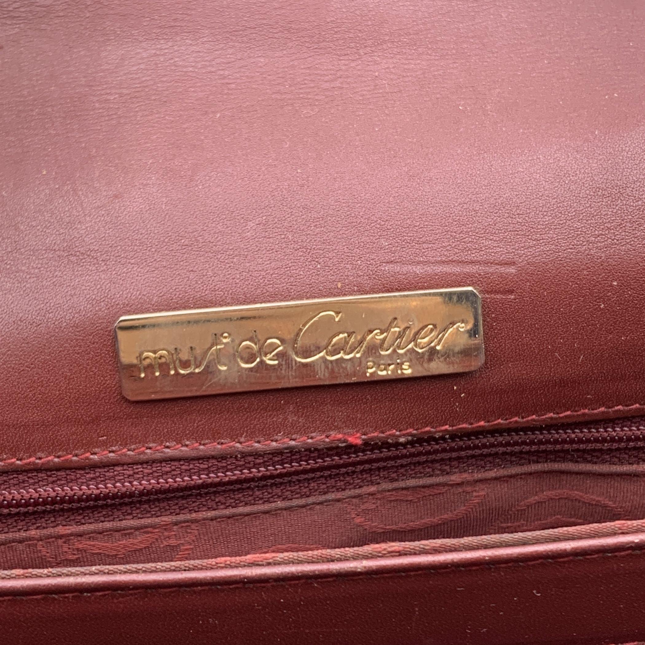 Cartier Vintage Burgundy Leather Flap Crossbody Shoulder Bag 2