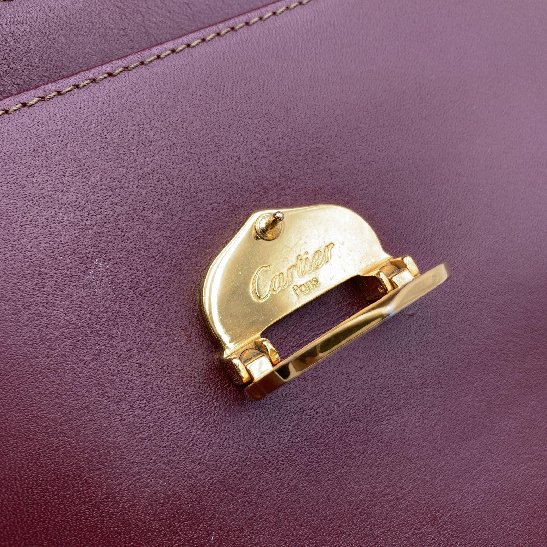 Cartier Vintage Burgundy Leather Flap Crossbody Shoulder Bag 2