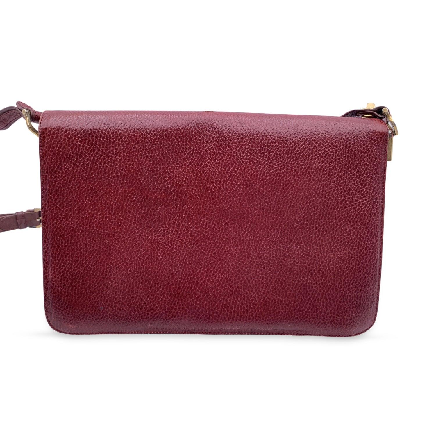 Cartier Vintage Burgundy Leather Flap Shoulder Bag In Good Condition In Rome, Rome