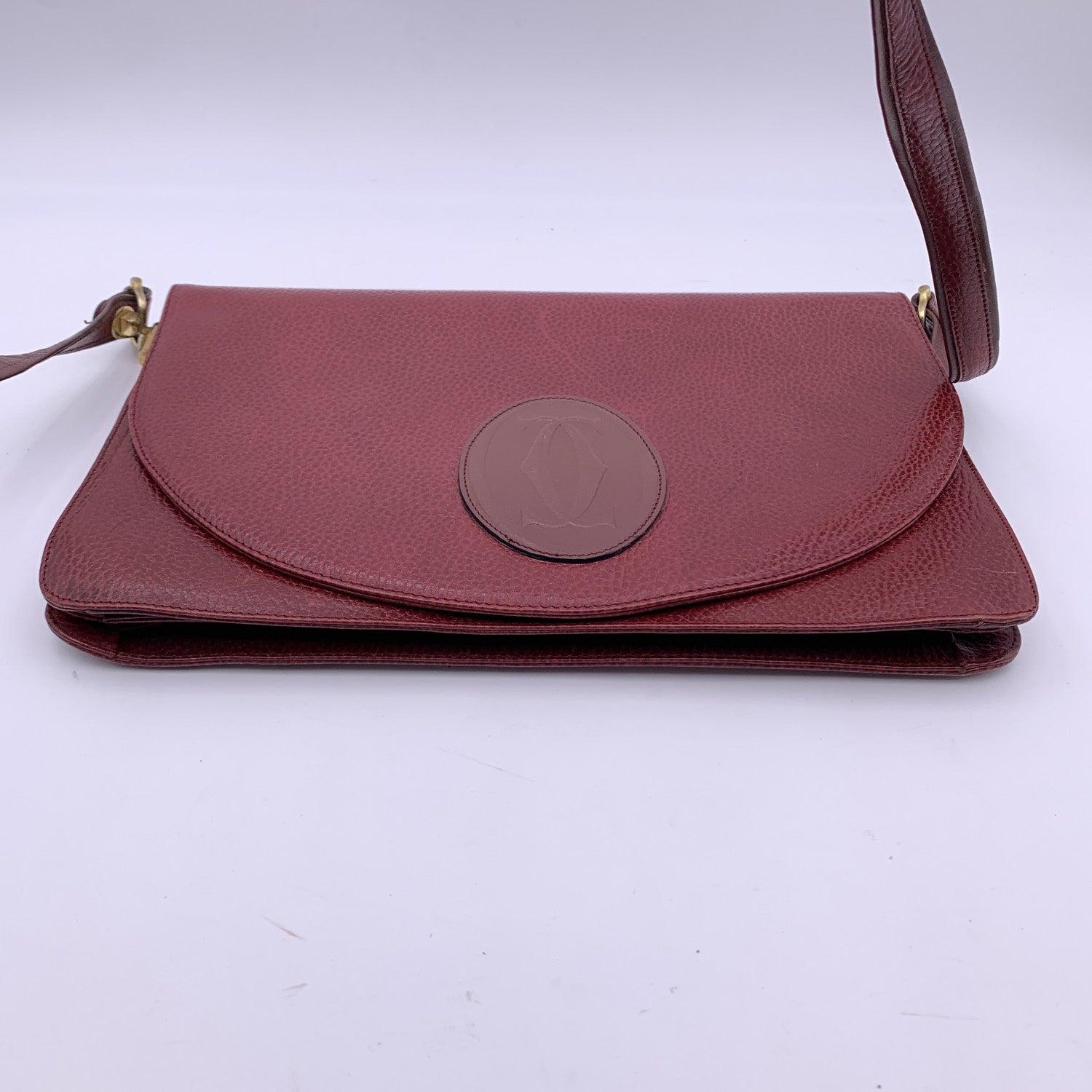 Women's Cartier Vintage Burgundy Leather Flap Shoulder Bag