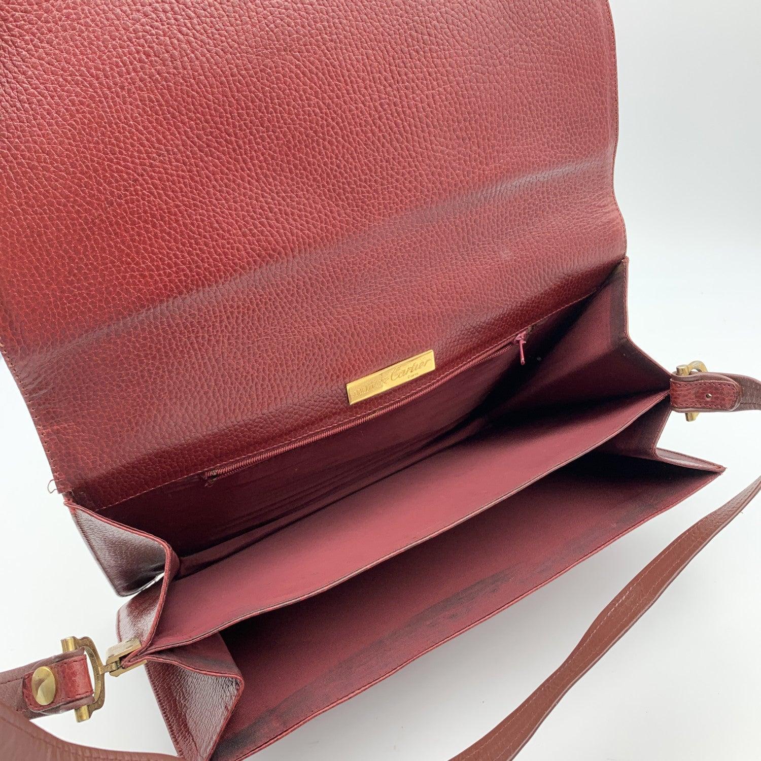 Cartier Vintage Burgundy Leather Flap Shoulder Bag 1