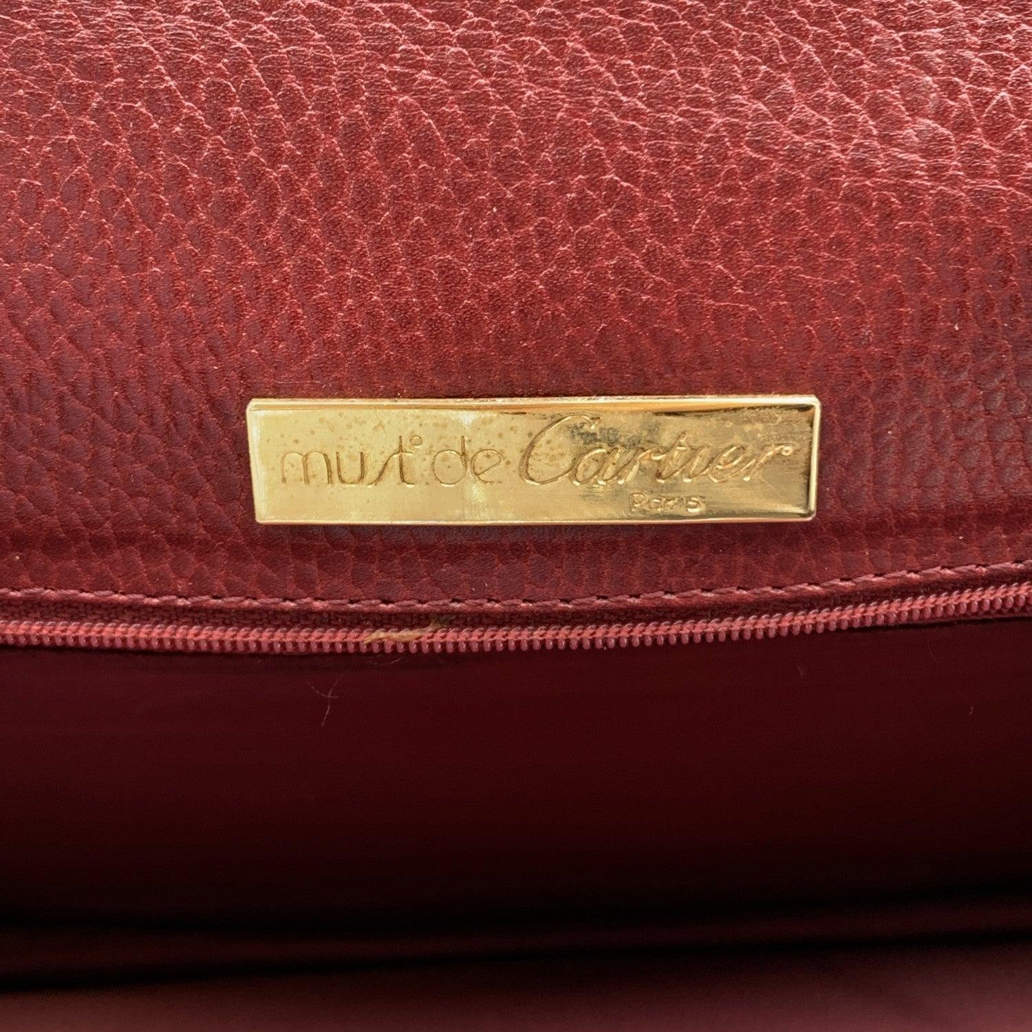 Cartier Vintage Burgundy Leather Flap Shoulder Bag 2