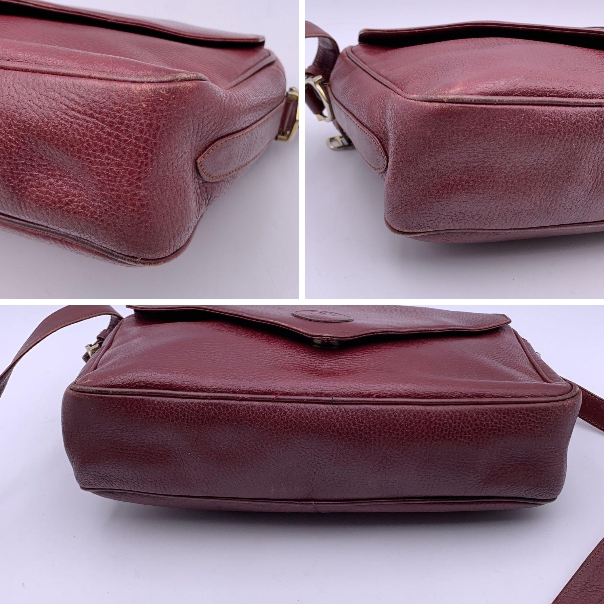 Cartier Vintage Burgundy Leather Messenger Shoulder Bag 1
