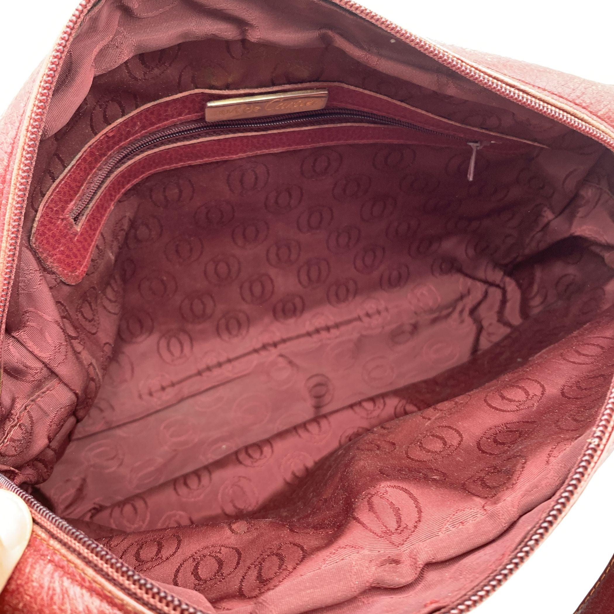 Cartier Vintage Burgundy Leather Messenger Shoulder Bag 2