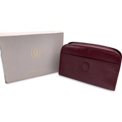 Cartier Vintage Burgundy Leather Pochette Cosmetic Bag