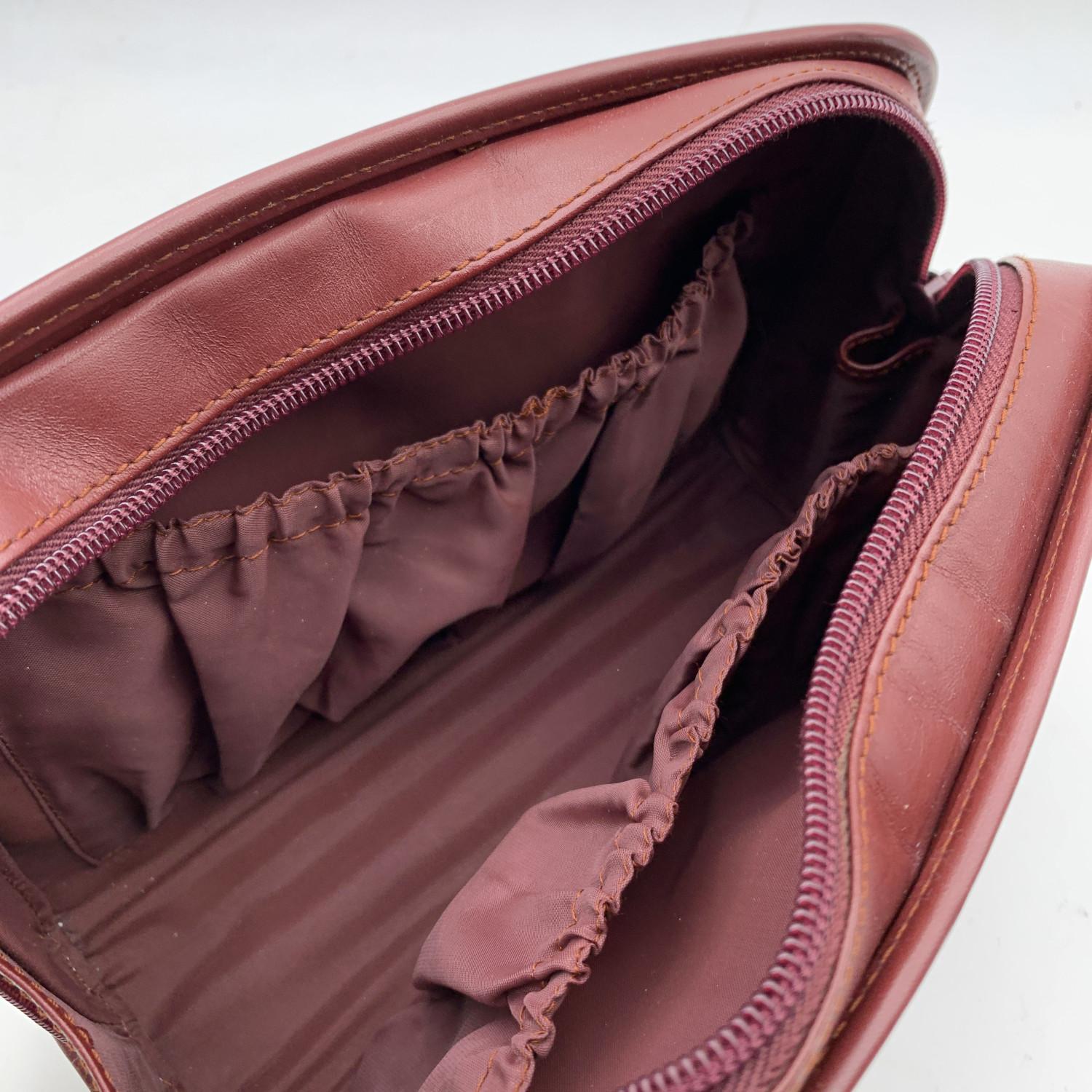 Cartier Vintage Burgundy Leather Pochette Cosmetic Bag 1