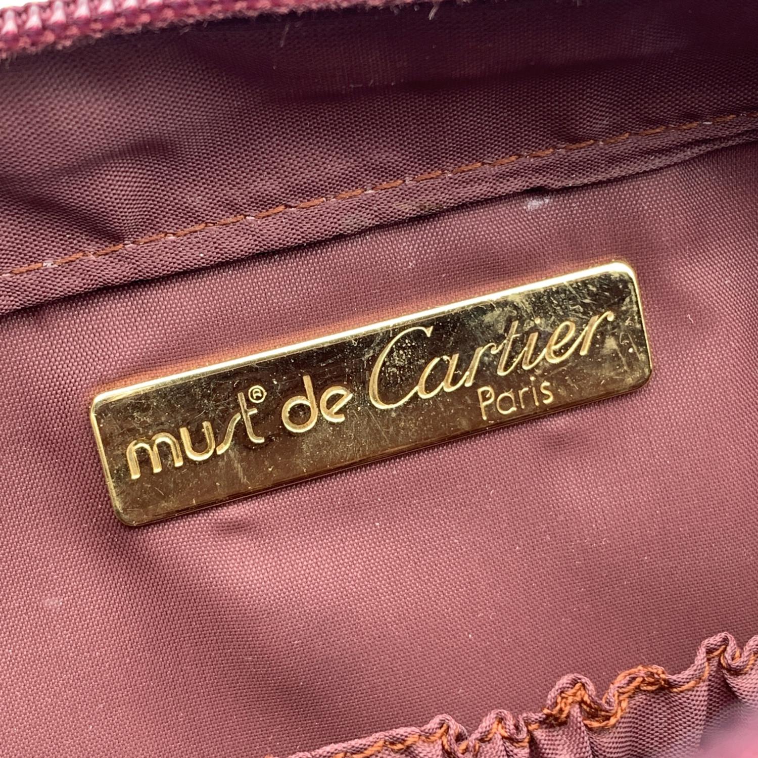Cartier Vintage Burgundy Leather Pochette Cosmetic Bag 2