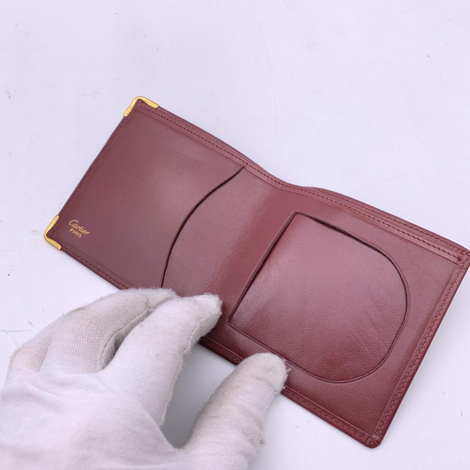 Cartier Vintage Burgundy Leather Square Bifold Checkbook Wallet 1