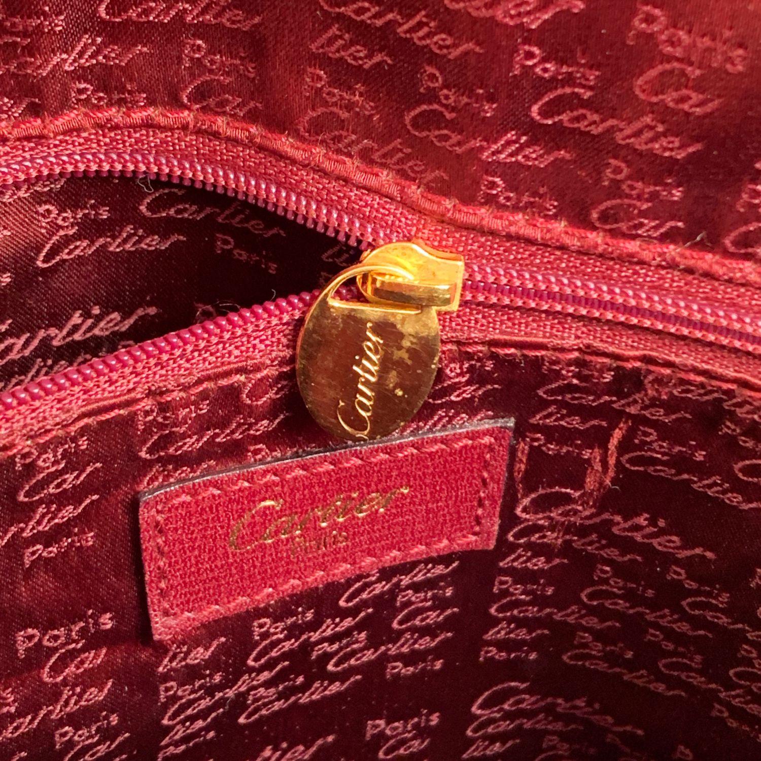 Cartier Vintage Burgundy Leather Tote Handbag Satchel In Excellent Condition In Rome, Rome