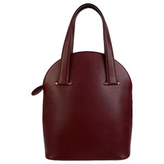 Cartier Vintage Burgundy Leather Tote Handbag Satchel