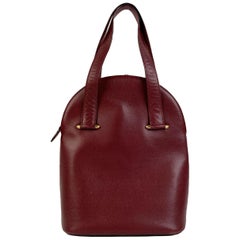 Cartier Vintage Burgundy Leather Tote Handbag Satchel