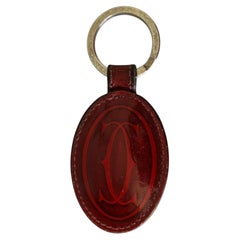 Cartier Vintage Burgundy Red Leather Key Chain Bag Charm, 1980s Design