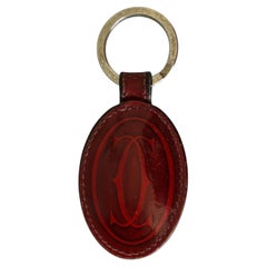Cartier Vintage Burgundy Red Leather Key Chain Bag Charm, 1980s Design
