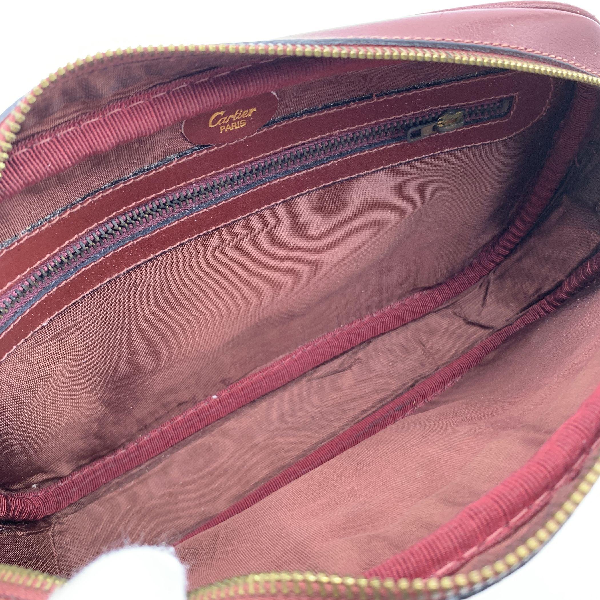 Women's Cartier Vintage Burgundy Suede and Leather Clutch Pochette