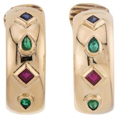 Pendientes CARTIER Vintage Byzantine Rubí Esmeralda Zafiro Oro Amarillo