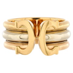 Cartier Vintage C de Cartier Ring, 18 Karat dreifarbiges Gold, 9 mm