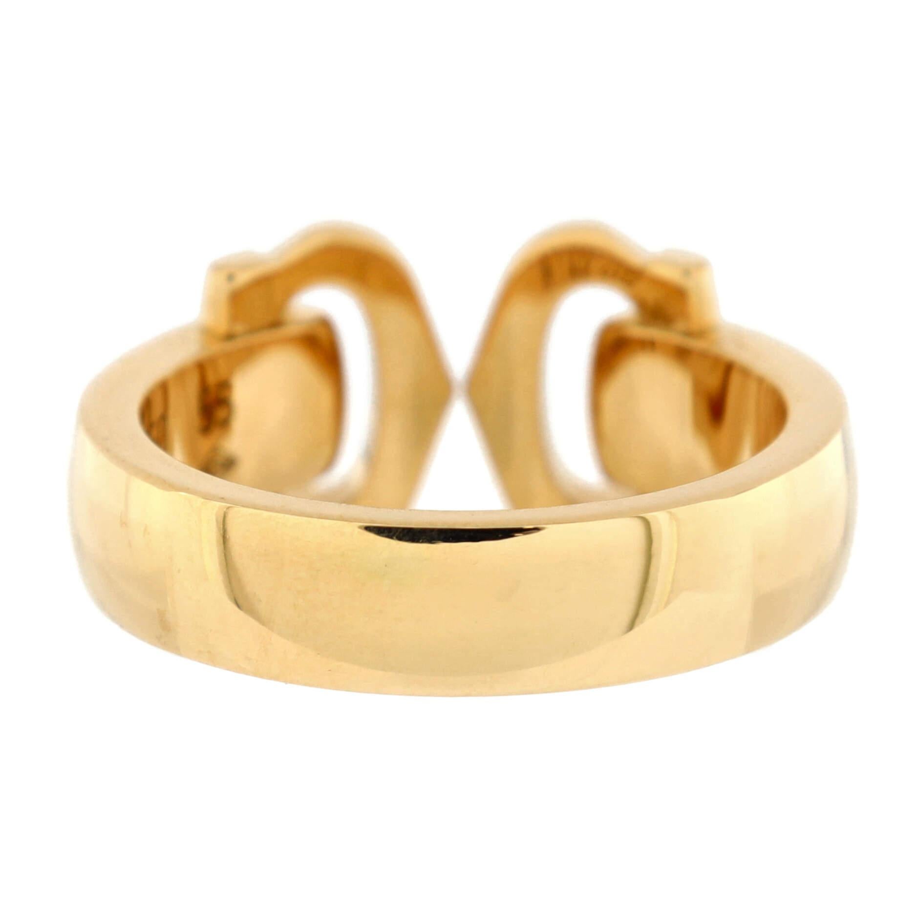 Cartier Vintage C de Cartier Ring 18K Yellow Gold with Diamonds In Good Condition In New York, NY