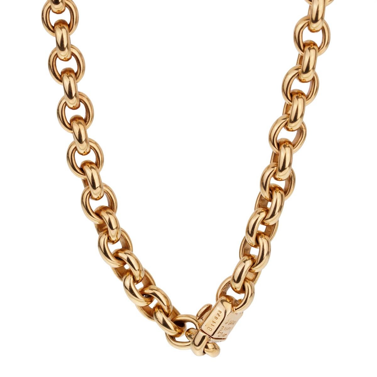 Cartier Vintage Cable Link Yellow Gold Necklace In Good Condition In Feasterville, PA