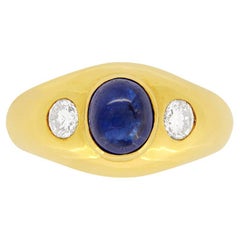 Cartier Vintage Cabochon Sapphire and Diamond Gypsy Ring, c.1980s