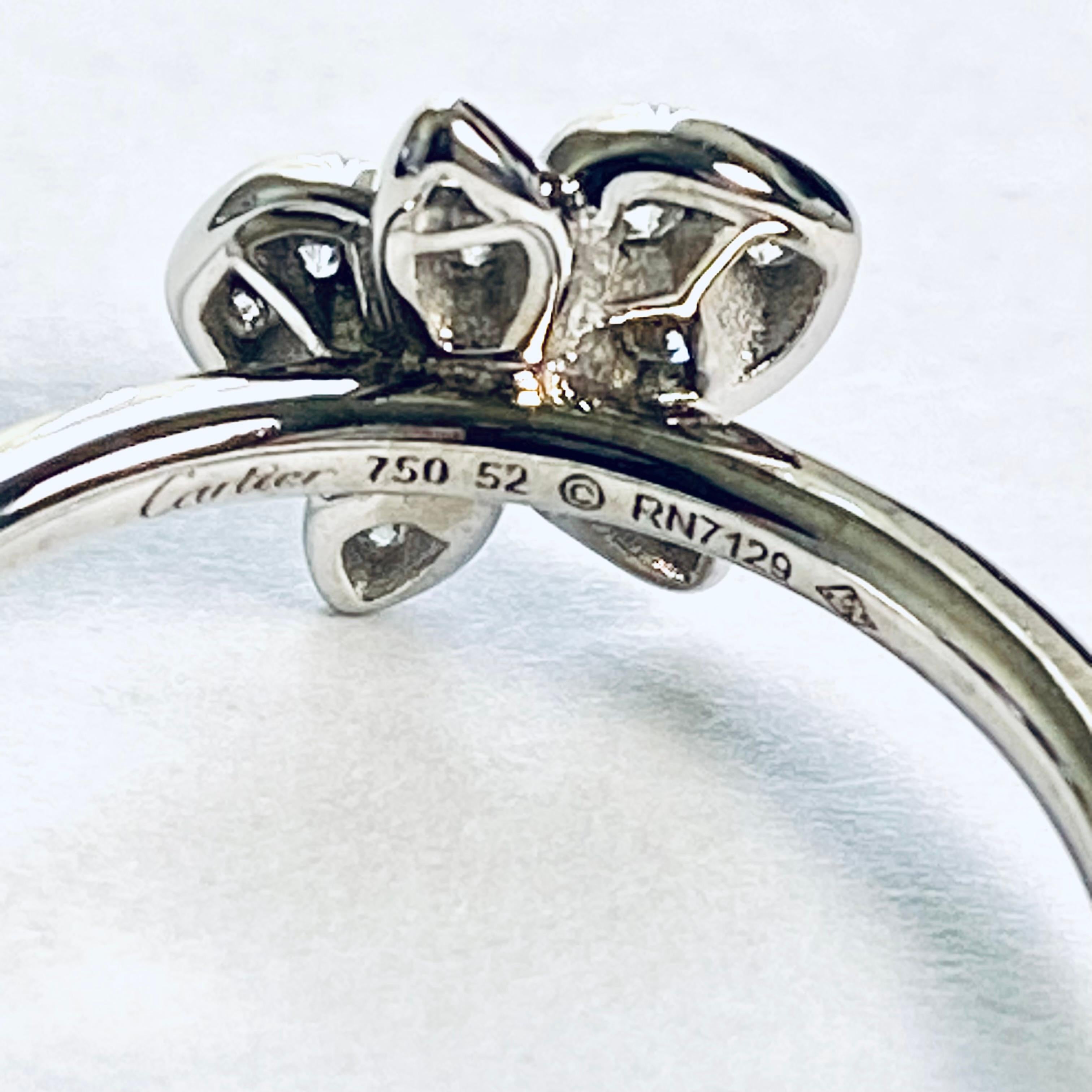 Women's or Men's Cartier Vintage Caresse d’Orchidées Diamond 0.35 Carat 18 Karat Gold Ring 6.5