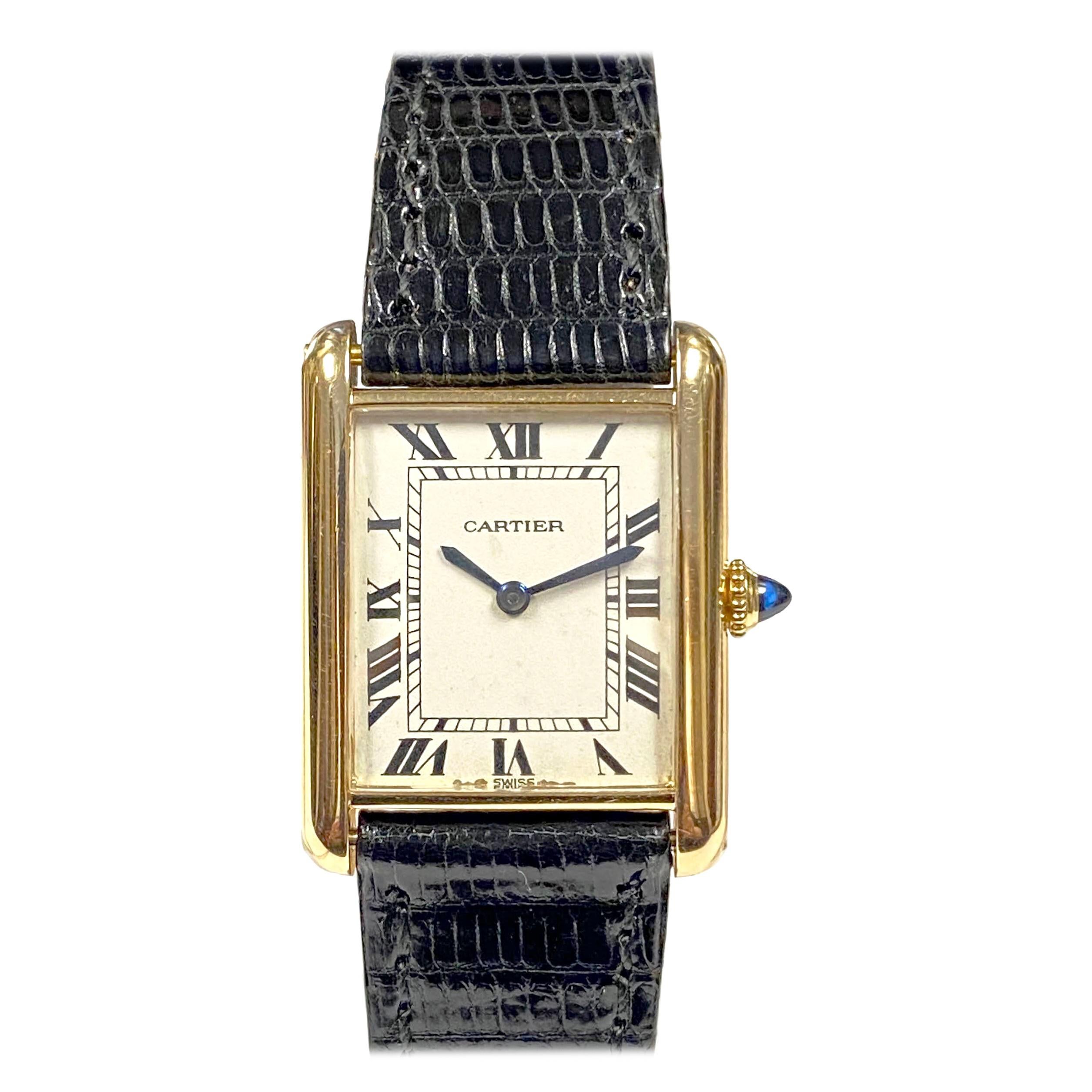 Cartier Vintage Classic Yellow Gold Tank Wrist Watch
