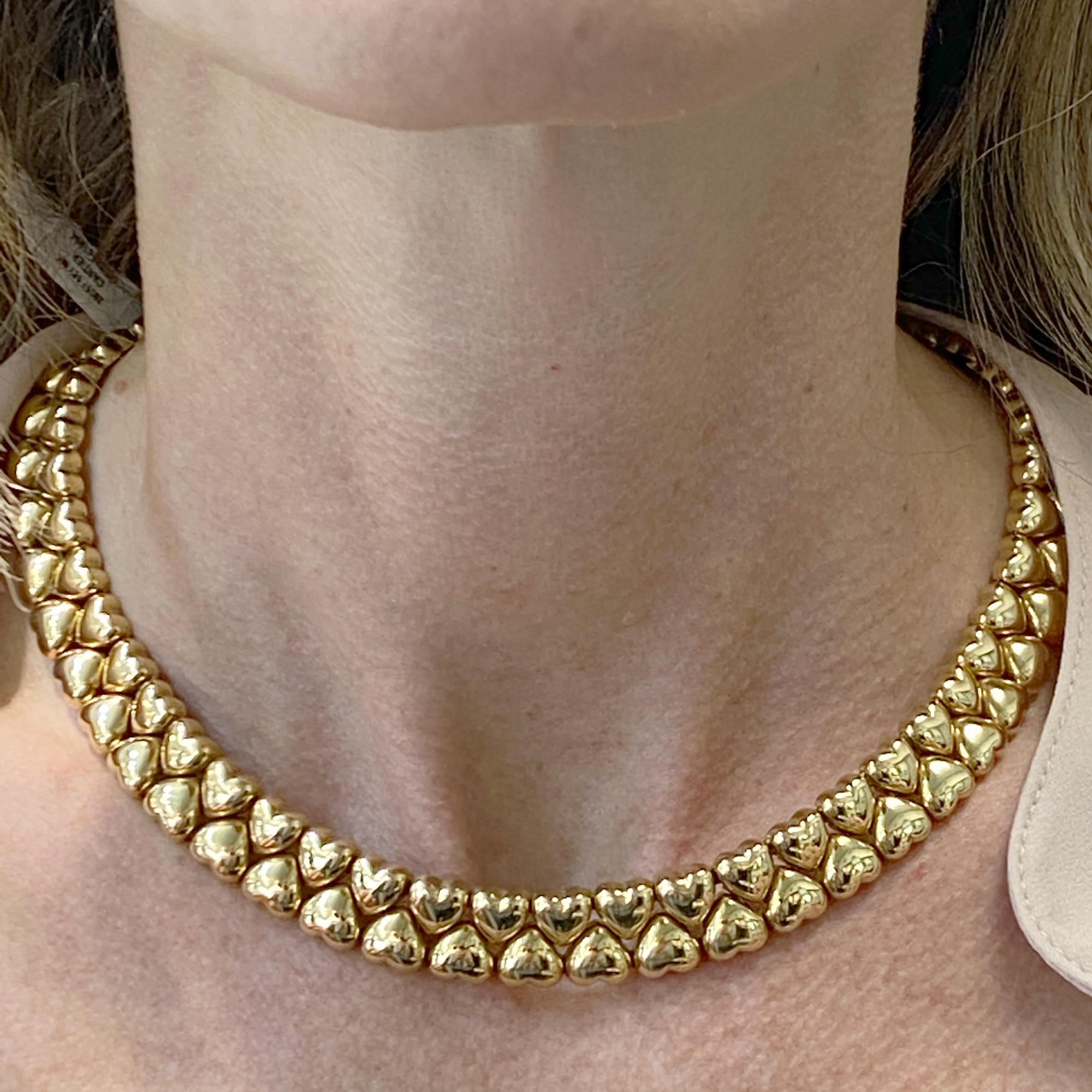 cartier 1970's 18 karat yellow gold foliate link vintage collar necklace