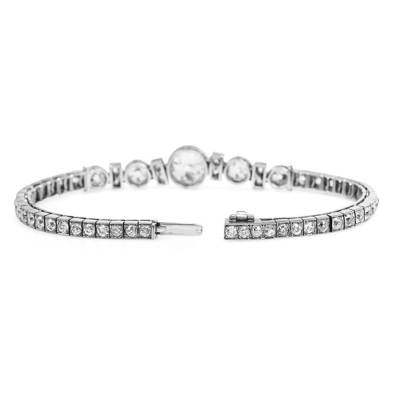 Cartier Vintage Deco 6.35cts European Diamond Line Bracelet For Sale at