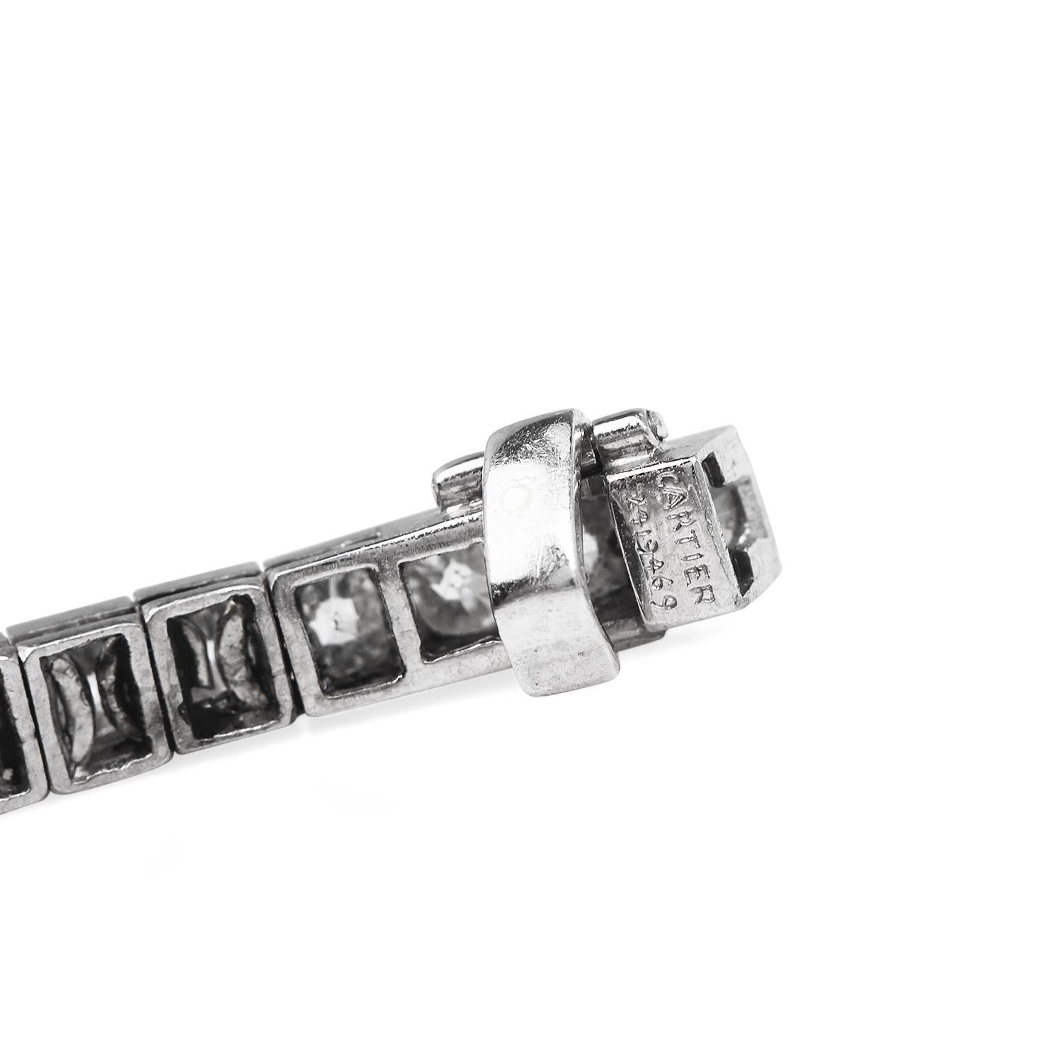 Art Deco Cartier Vintage Deco 6.35cts European Diamond Line Bracelet For Sale