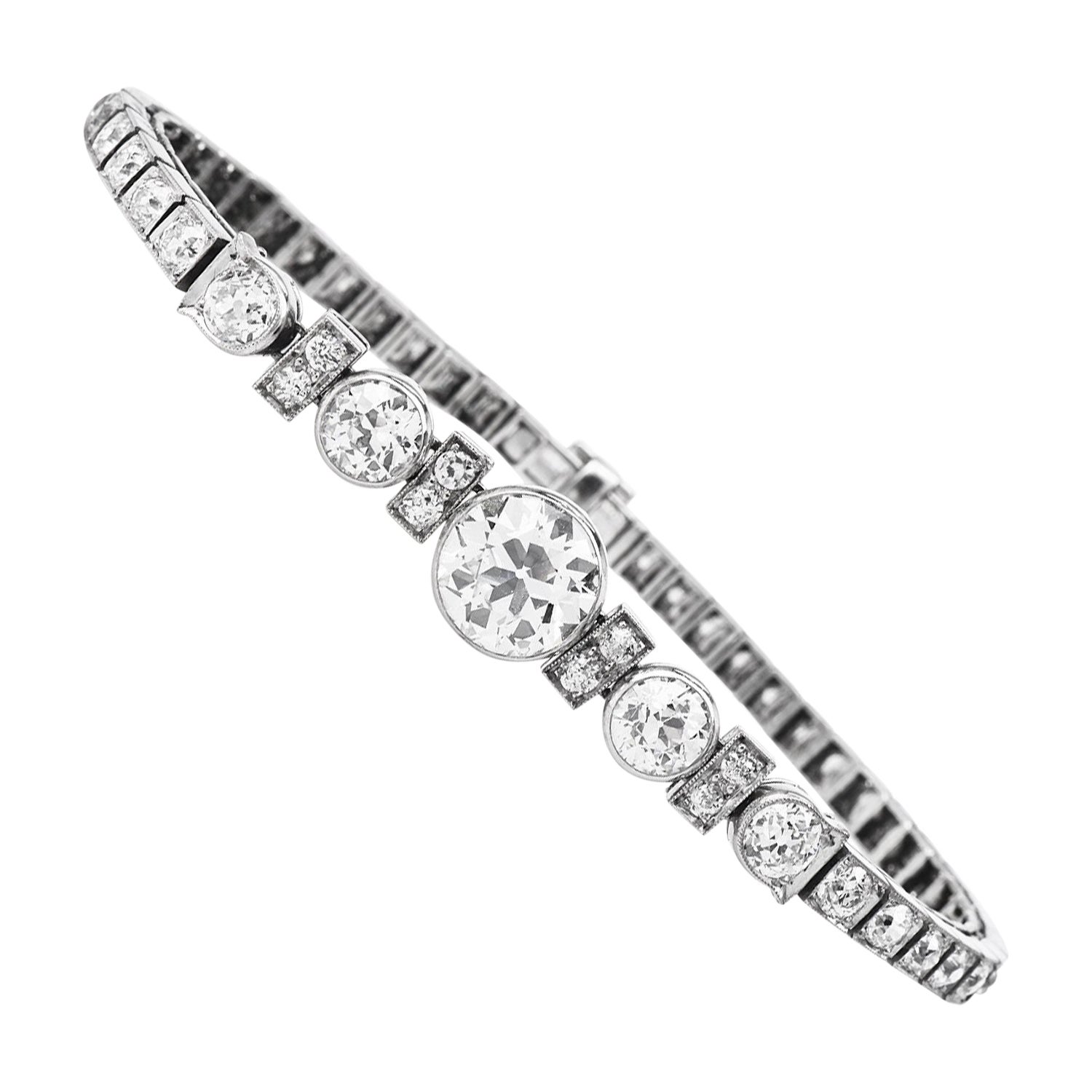 Cartier Vintage Deco Pulsera Línea Europea de Diamantes 6,35cts