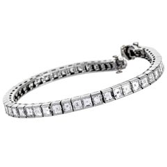 Cartier Vintage Deco Asscher Diamond Platinum Line Tennis Bracelet