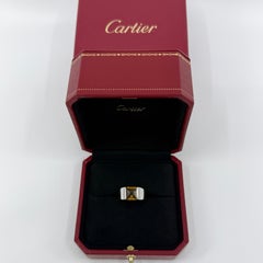 Cartier Vintage Deep Orange Citrine 18k White Gold Tank Solo Band Ring 52