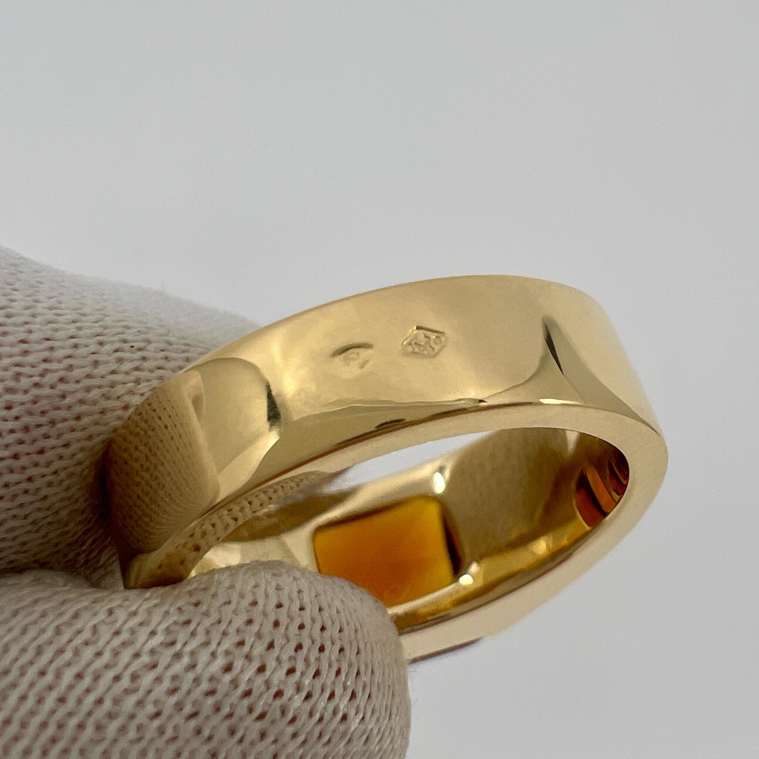 Cartier Vintage Deep Orange Citrine 18k Yellow Gold Tank Solo Band Ring 51 For Sale 5