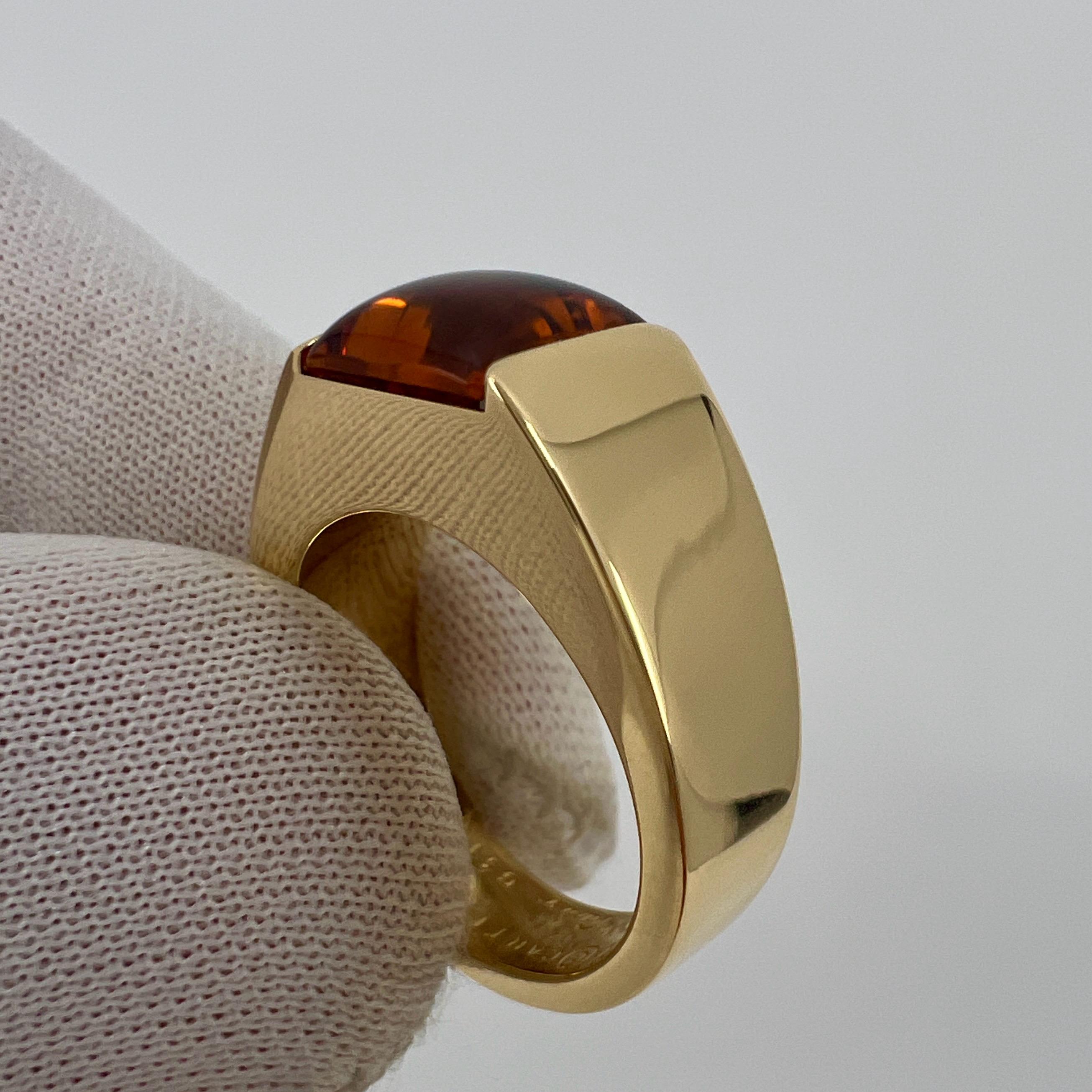 Cartier Vintage Deep Orange Citrine 18k Yellow Gold Tank Solo Band Ring 51 For Sale 6