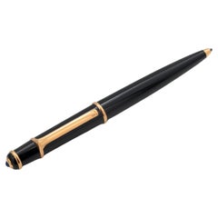 Cartier Vintage Diabolo Ballpoint Pen Black Composite Blue Cabochon N042540