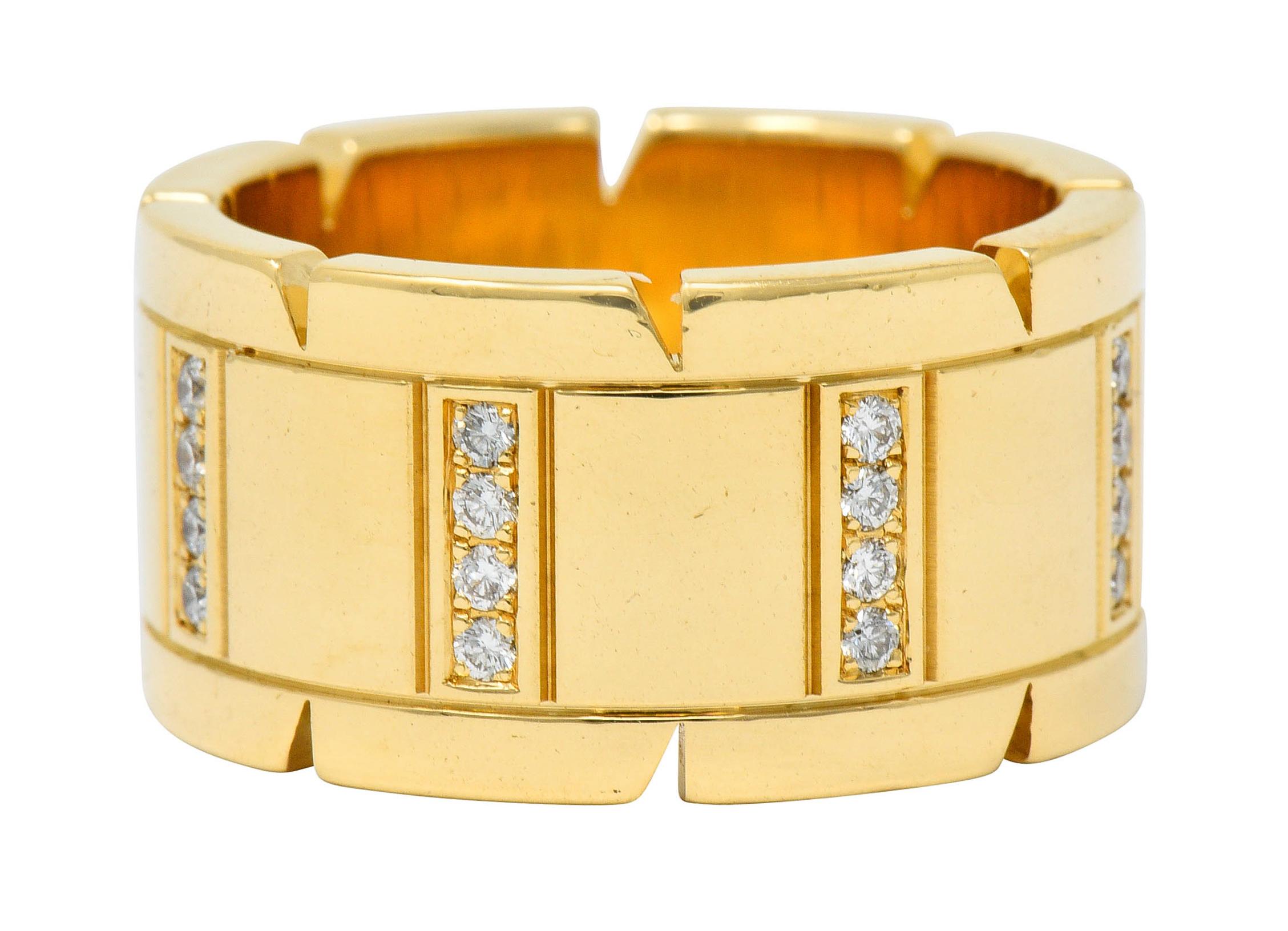Contemporary Cartier Vintage Diamond 18 Karat Gold Unisex Tank Francaise Band Ring