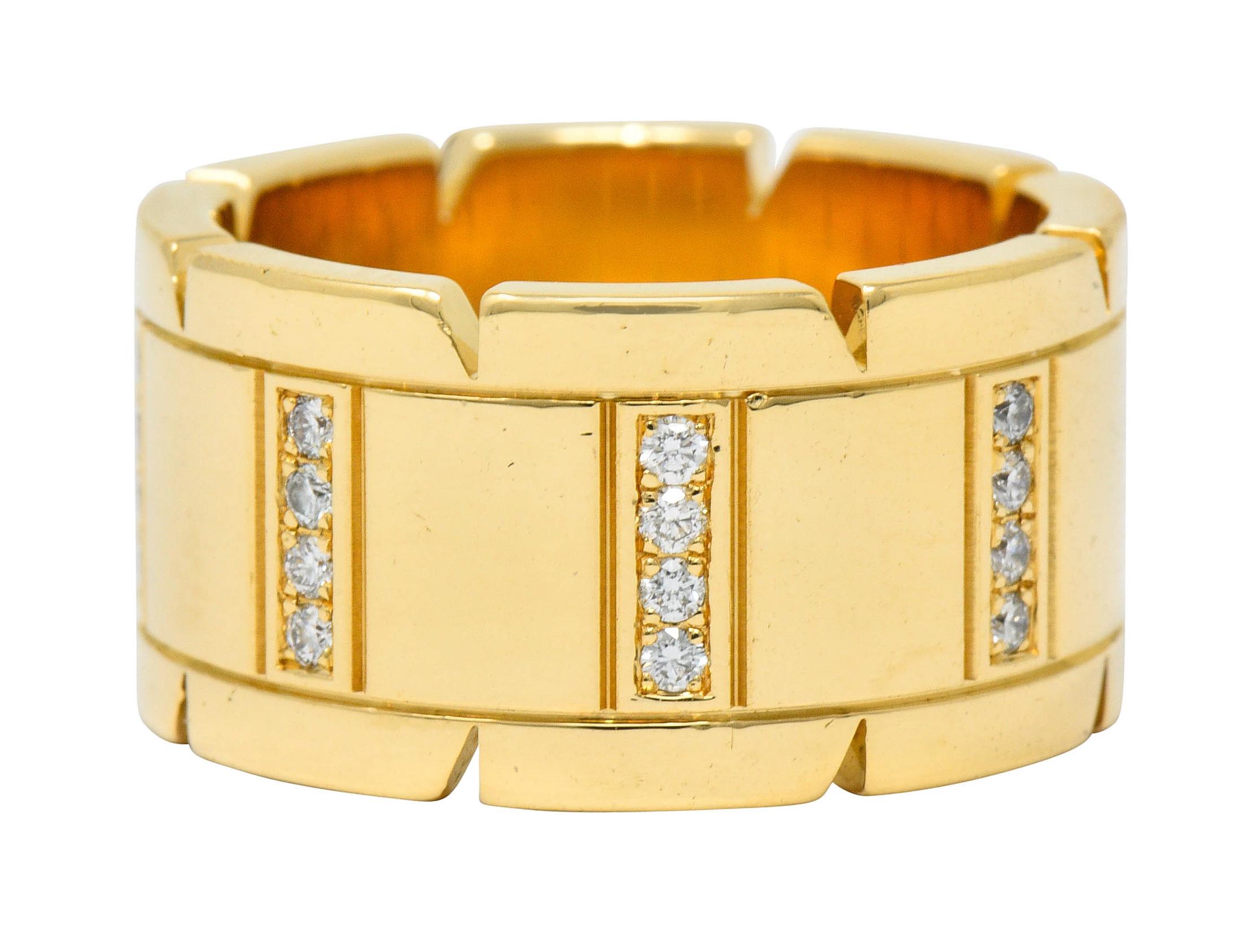 Brilliant Cut Cartier Vintage Diamond 18 Karat Gold Unisex Tank Francaise Band Ring