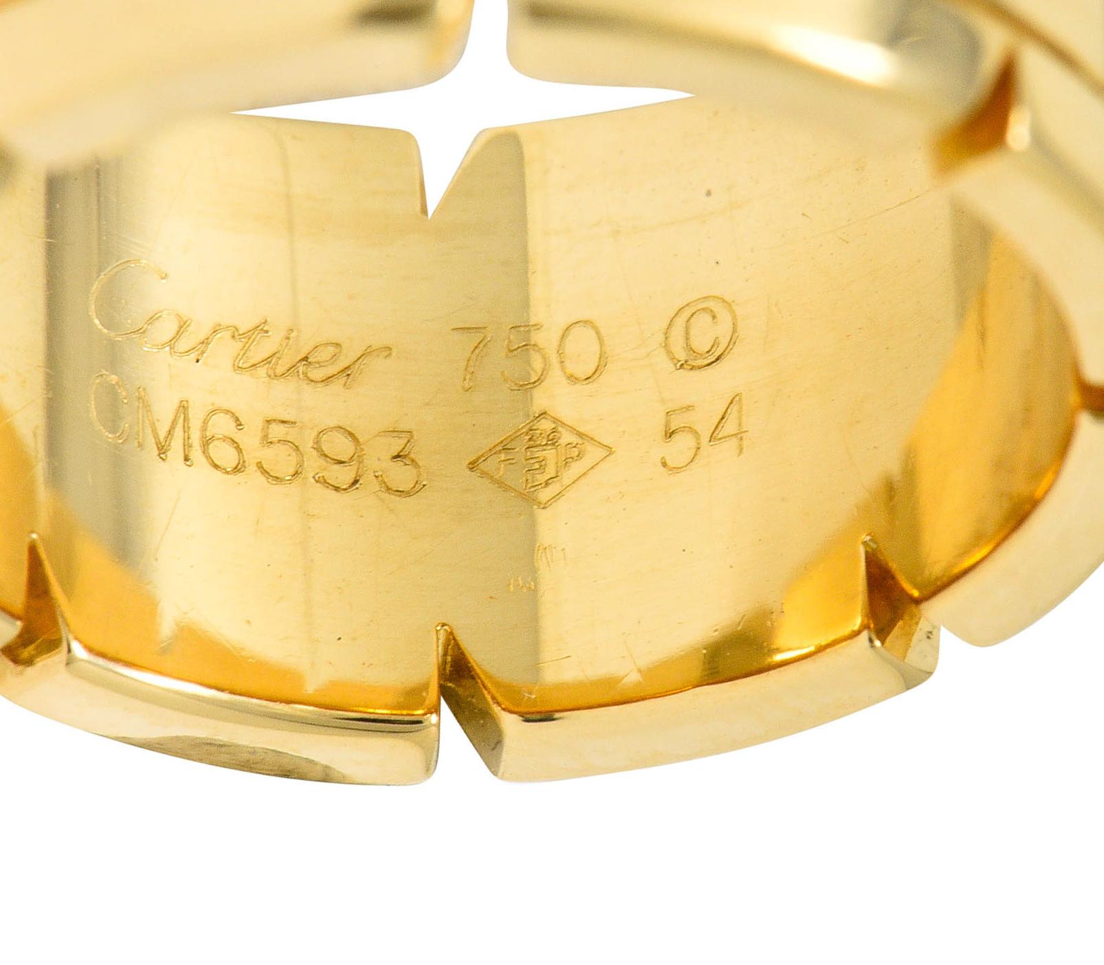 Cartier Vintage Diamond 18 Karat Gold Unisex Tank Francaise Band Ring 2