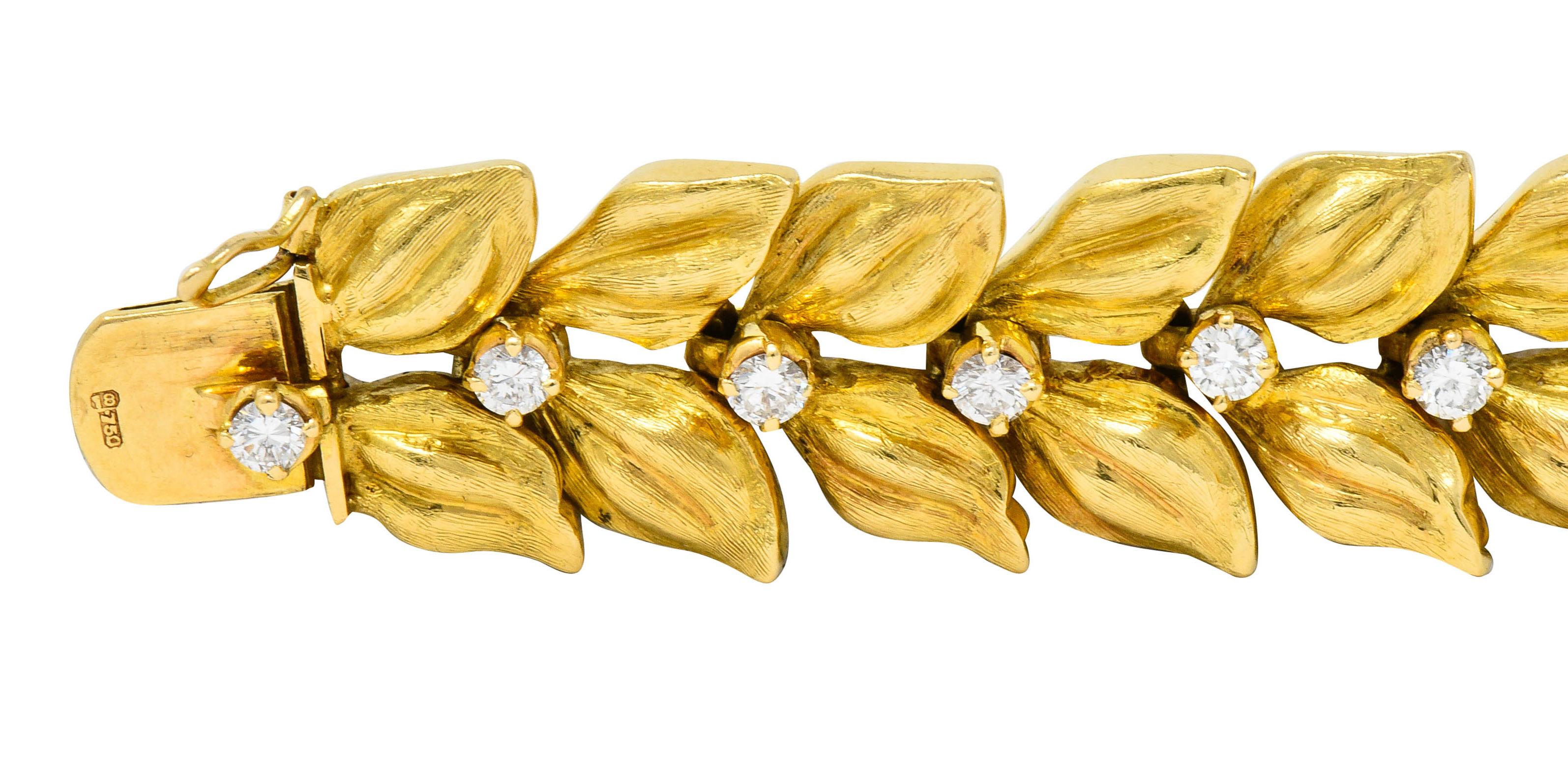 Contemporary Cartier Vintage Diamond 18 Karat Yellow Gold Foliate Link Bracelet