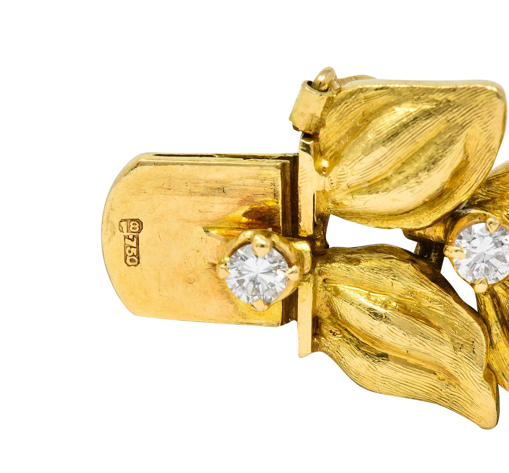 Cartier Vintage Diamond 18 Karat Yellow Gold Foliate Link Bracelet 3