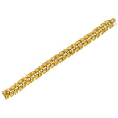 Cartier Vintage Diamond 18 Karat Yellow Gold Foliate Link Bracelet
