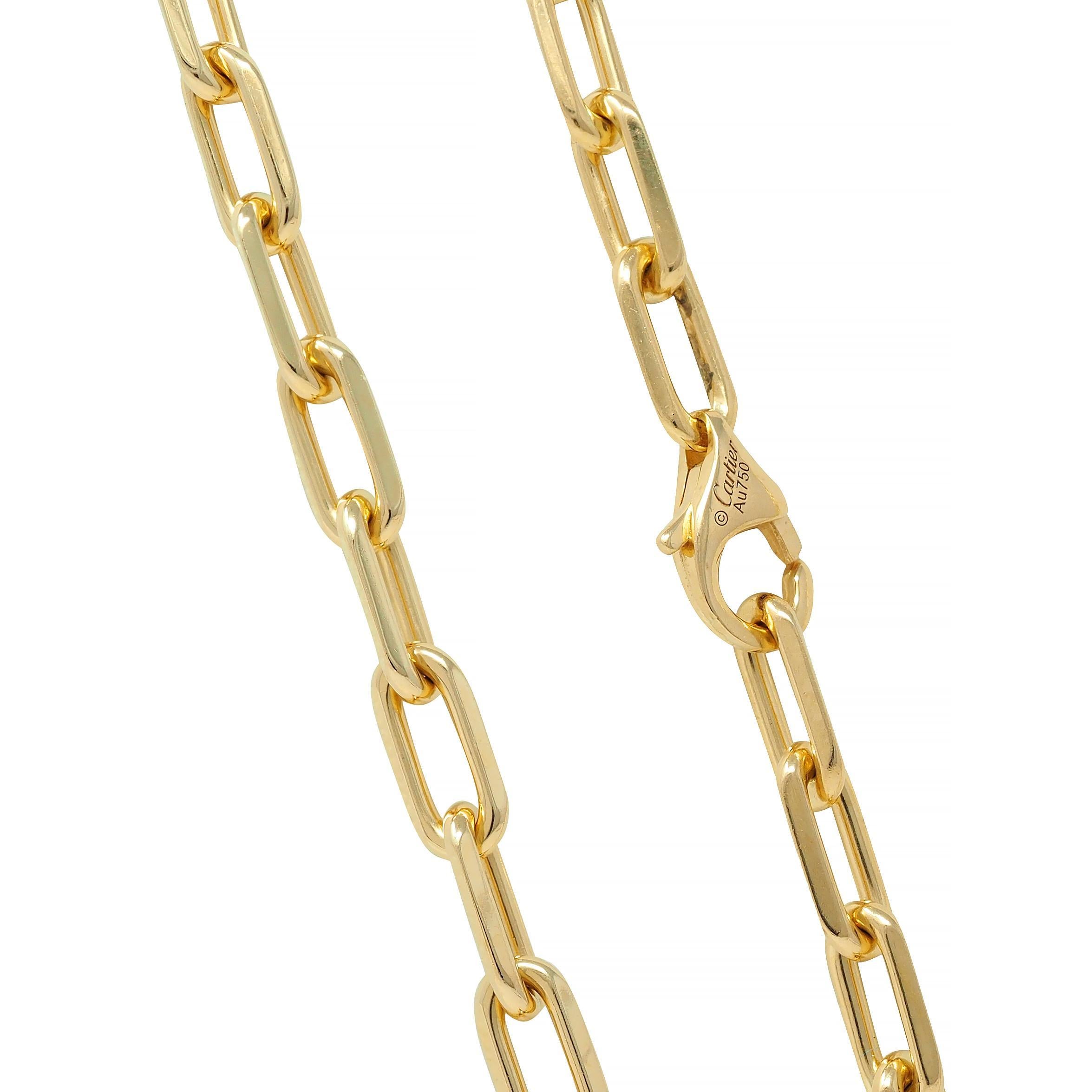 Cartier Vintage Diamond 18 Karat Yellow Gold Hanging Panthere Pendant Necklace For Sale 2