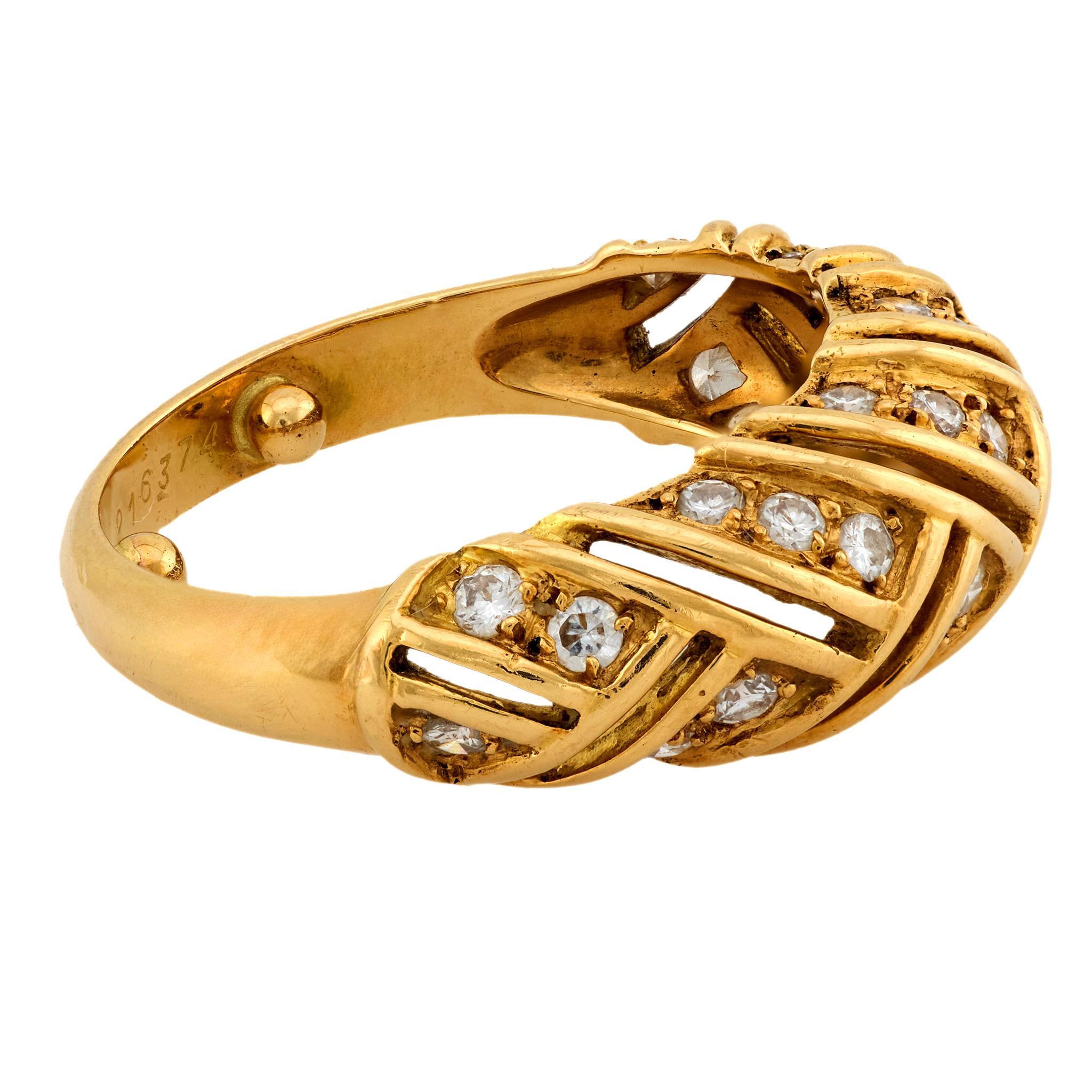 Cartier vintage diamond 18k yellow gold ring In Good Condition For Sale In Beverly Hills, CA
