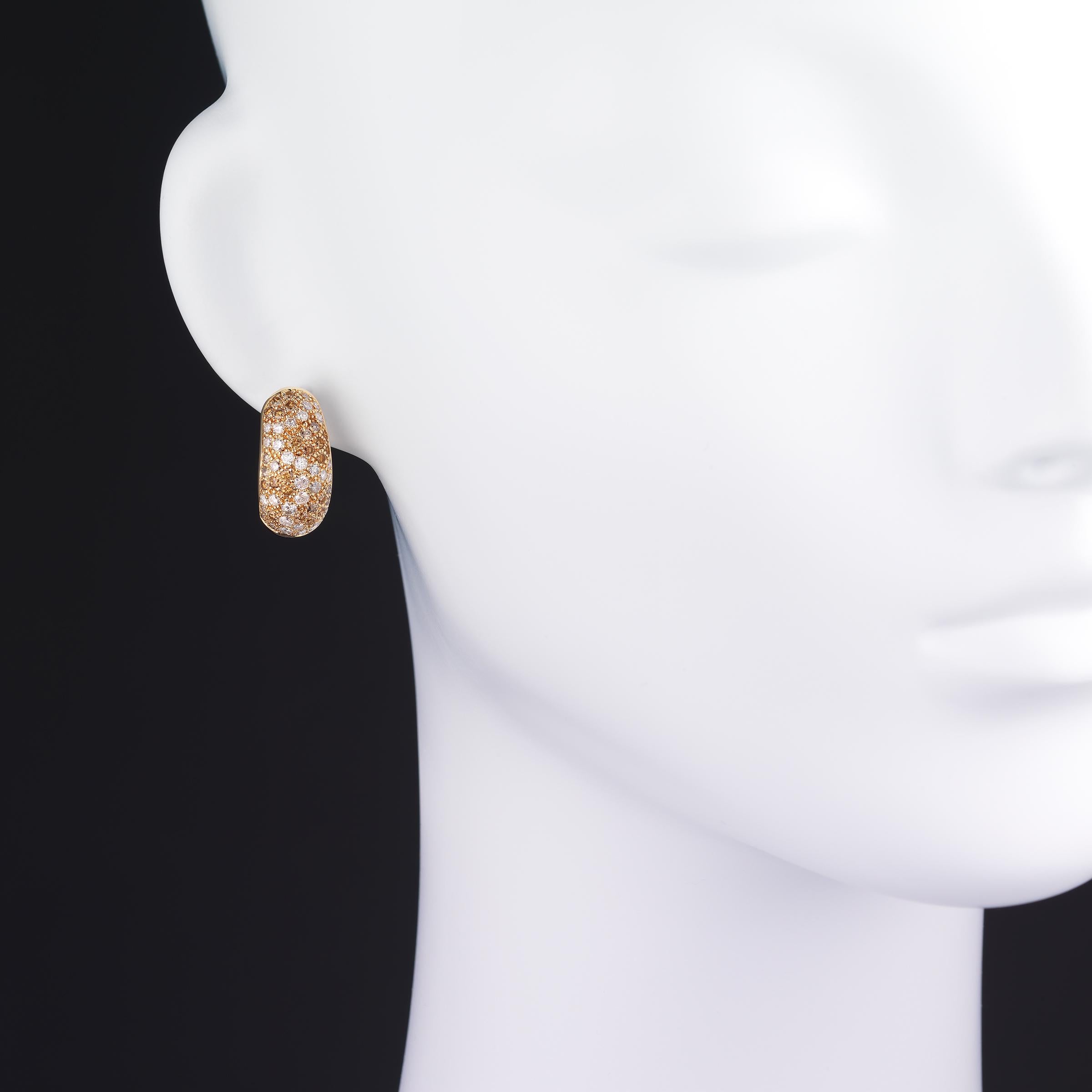 Cartier Vintage Diamond and 18 Karat Gold Bombe Earrings In Excellent Condition In Dallas, TX