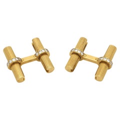 Cartier Vintage Diamond and 18ct Yellow Gold Baton Cufflinks circa 1970
