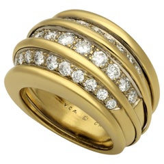 Van Cleef & Arpels Vintage Diamond 18ct Yellow Gold Bombe Shaped Ring Circa 1980