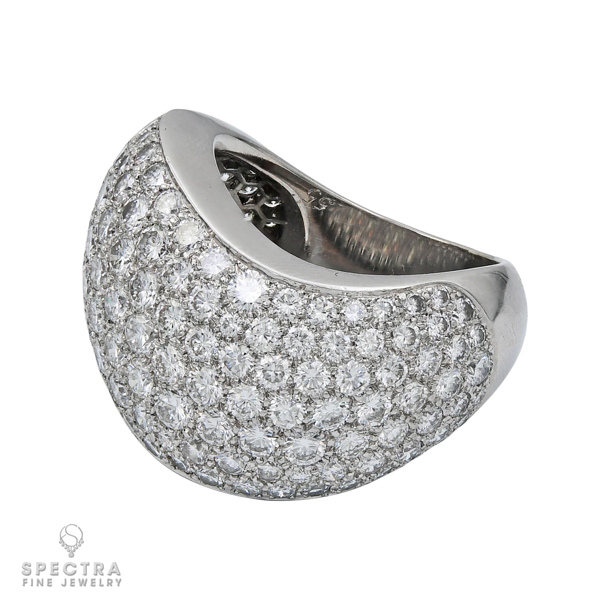Round Cut Cartier Vintage Diamond Bombe Ring For Sale