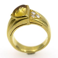 Cartier Vintage Diamond Citrine 18 Karat Yellow Gold Ring