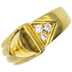 Cartier Vintage Diamond Citrine 18 Karat Yellow Gold Ring