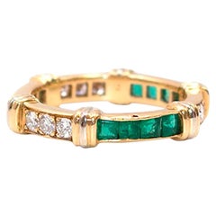 Cartier Vintage Diamond, Emerald and Gold Full Circle Eternity Ring