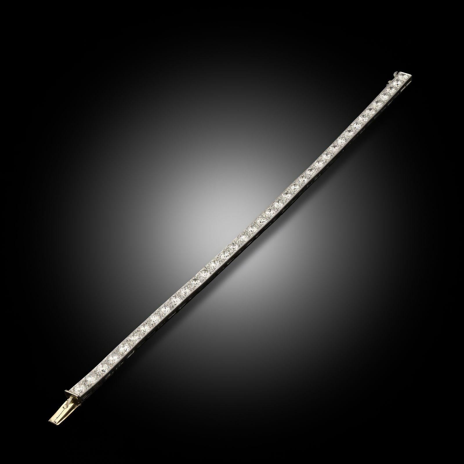 Brilliant Cut Cartier Vintage Diamond Line Bracelet in Platinum Circa 1960 For Sale